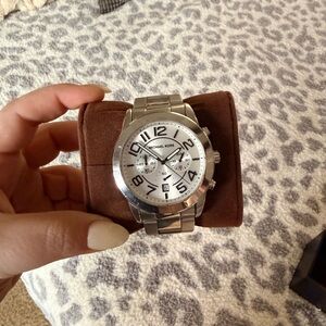 Michael Kors Silver-Tone Stainless Steel Chronograph Bracelet Watch